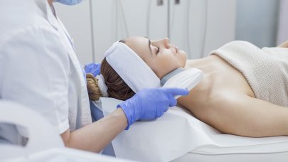 Woman having skin therapy