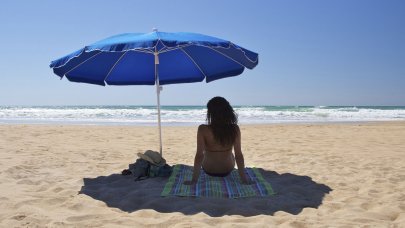 Woman under umbrella